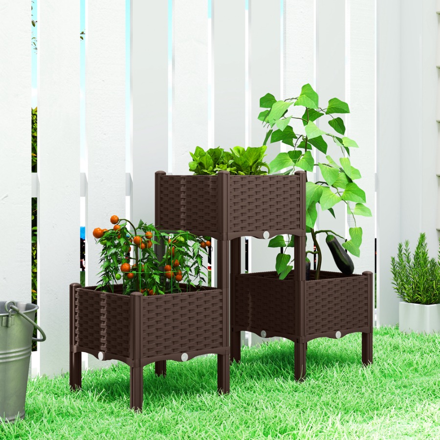 Self-Watering Planter - Plastic Raised Garden Bed with Legs,