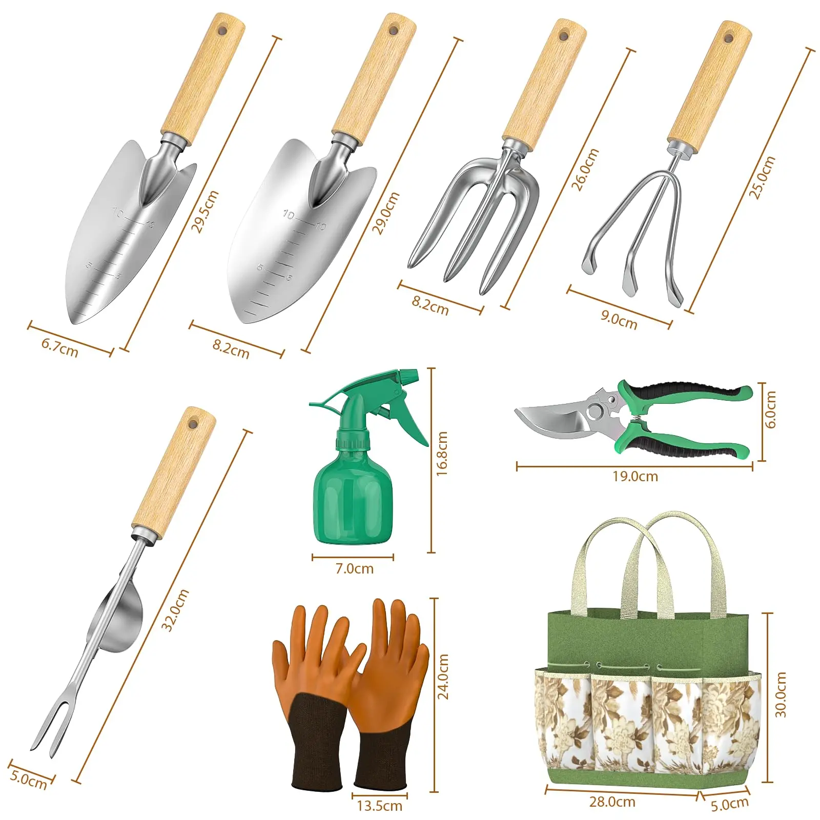 9PCS Stainless Steel Garden Ha - Spade Digging Fork recension och pris