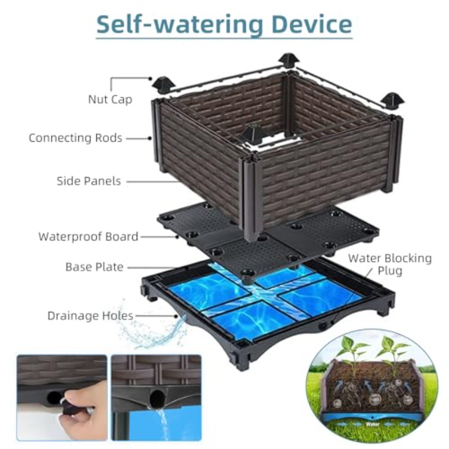 Outdoor self-watering raised p - Self-Watering Planter recension och pris