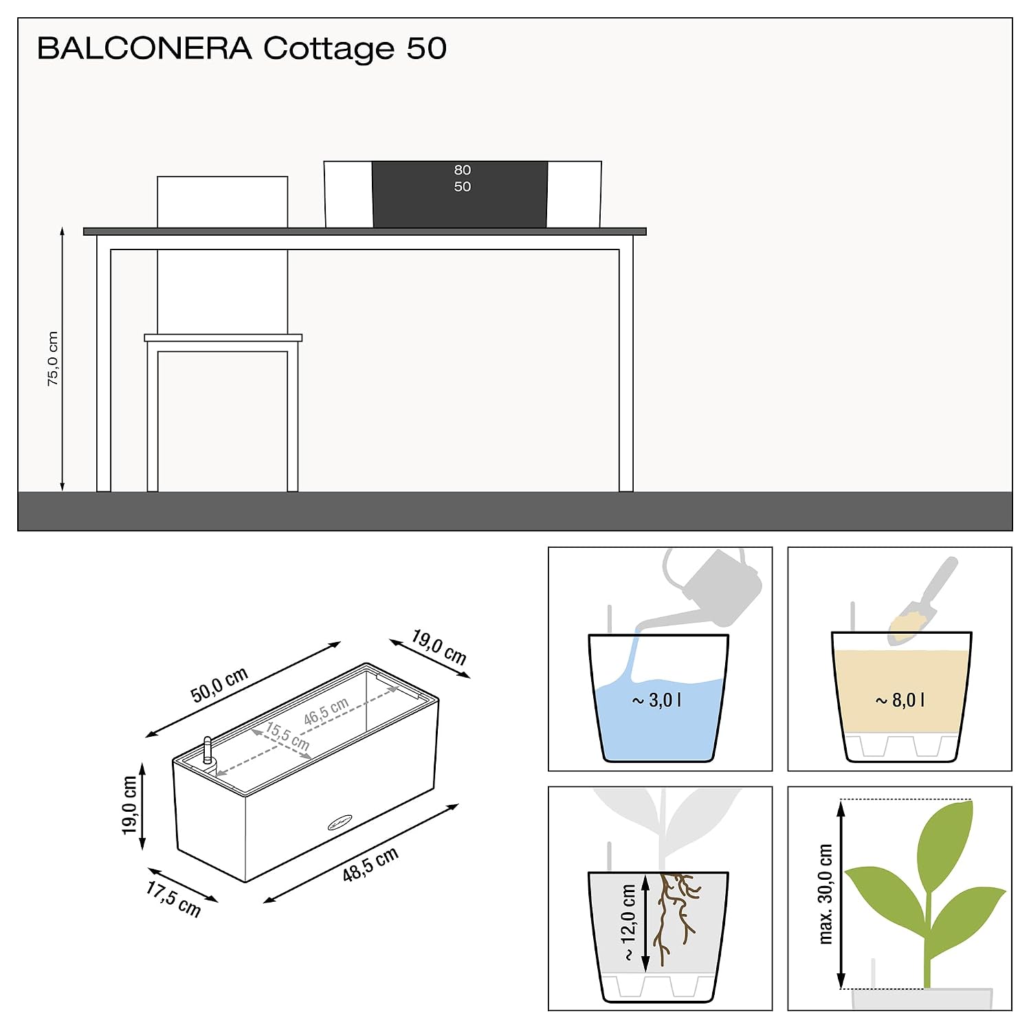 BALCONERA Cottage 50 Mocha, Se - Self-Watering Planter recension och pris