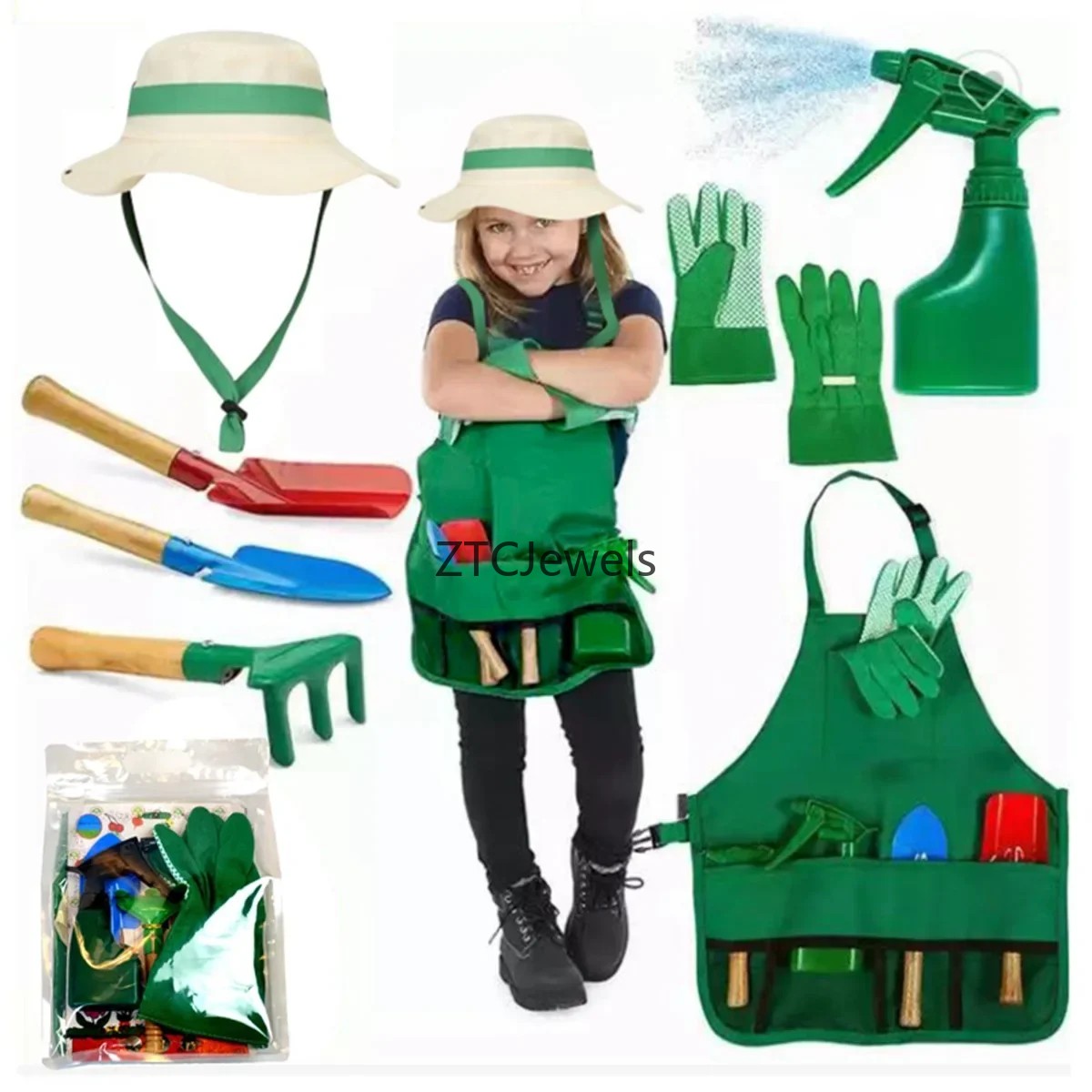 Kids Garden Apron Tool Set wit - Gardening Tools Girls recension och pris